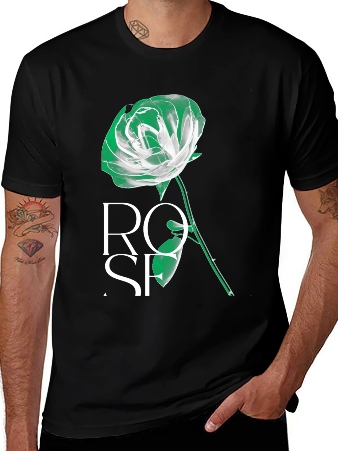 Black Rose Graphic Tee - Stylish Mens T-Shirt
