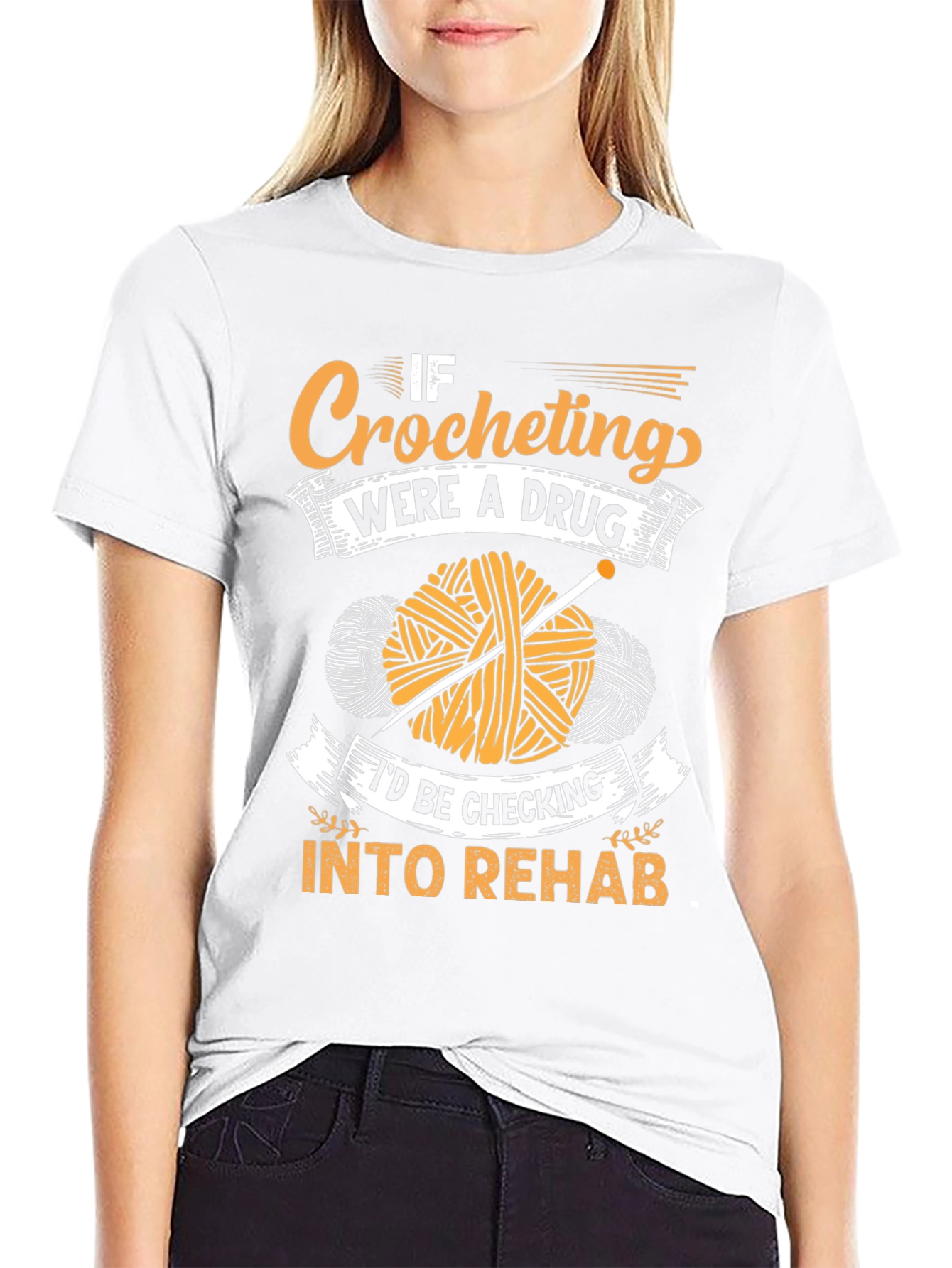 Crocheting Addiction T-Shirt - Novelty Yarn Lover Tee