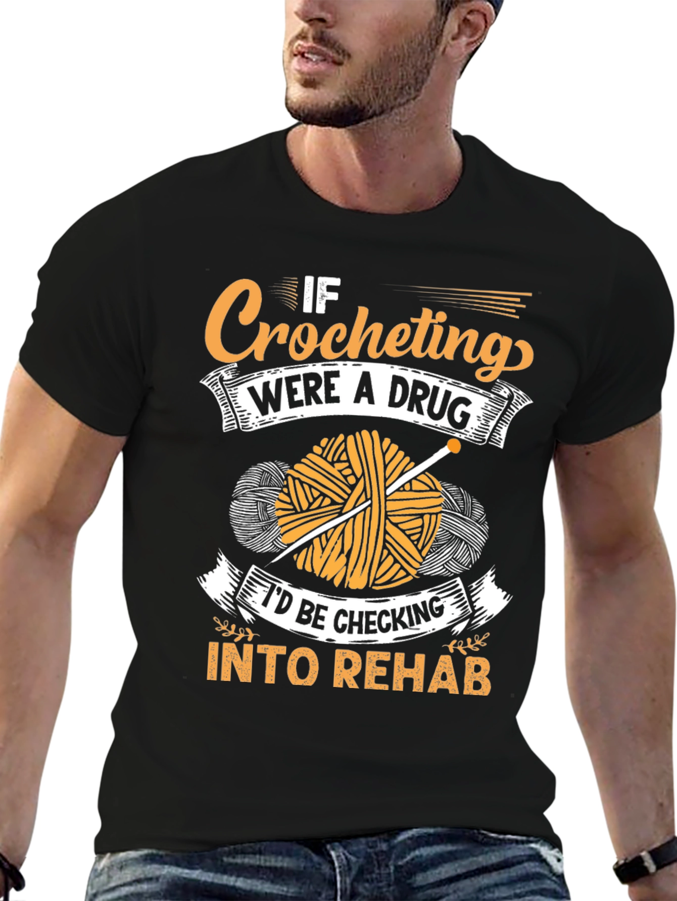Crocheting Addiction T-Shirt - Novelty Yarn Lover Tee
