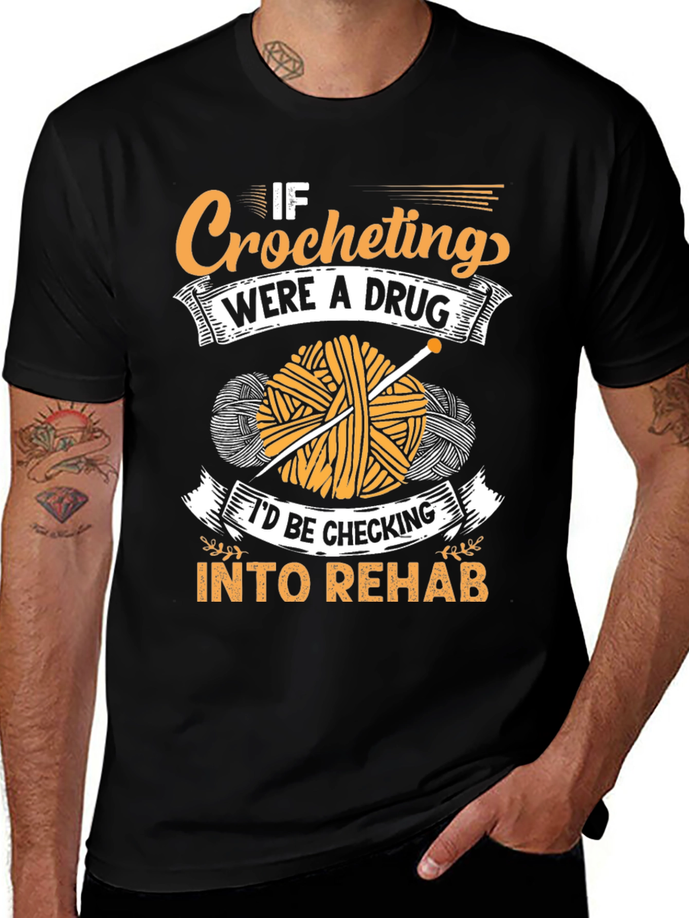 Crocheting Addiction T-Shirt - Novelty Yarn Lover Tee