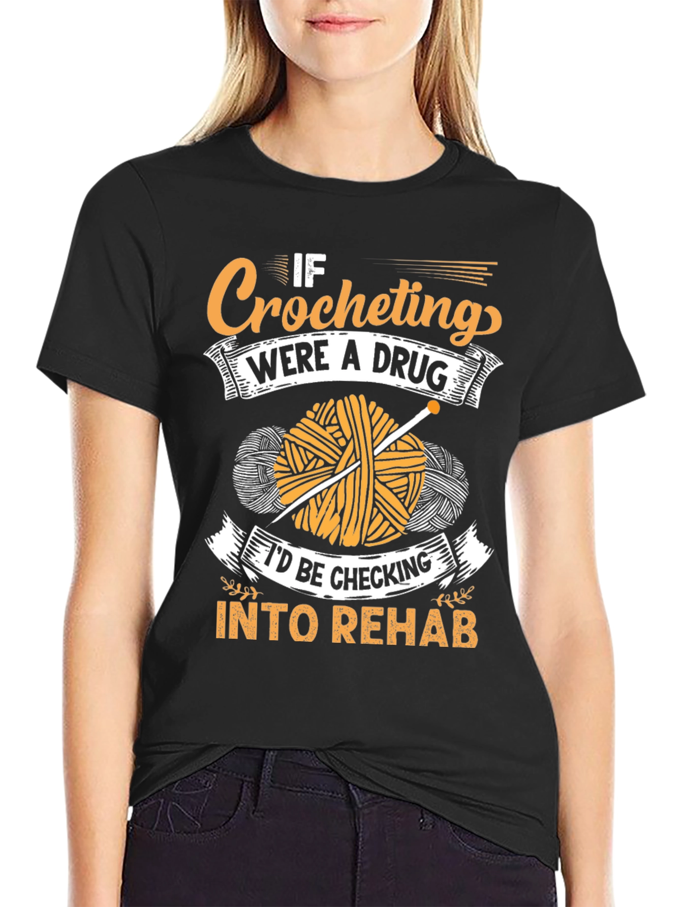 Crocheting Addiction T-Shirt - Novelty Yarn Lover Tee