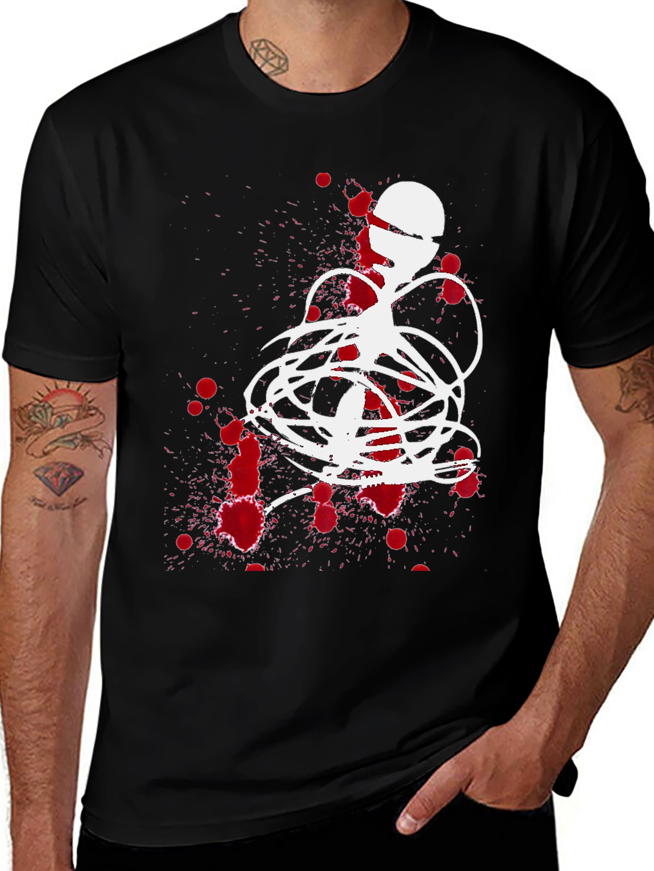 Abstract Graphic Print Black T-Shirt