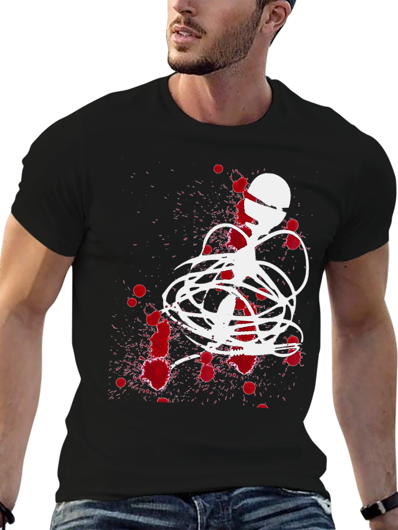Abstract Graphic Print Black T-Shirt