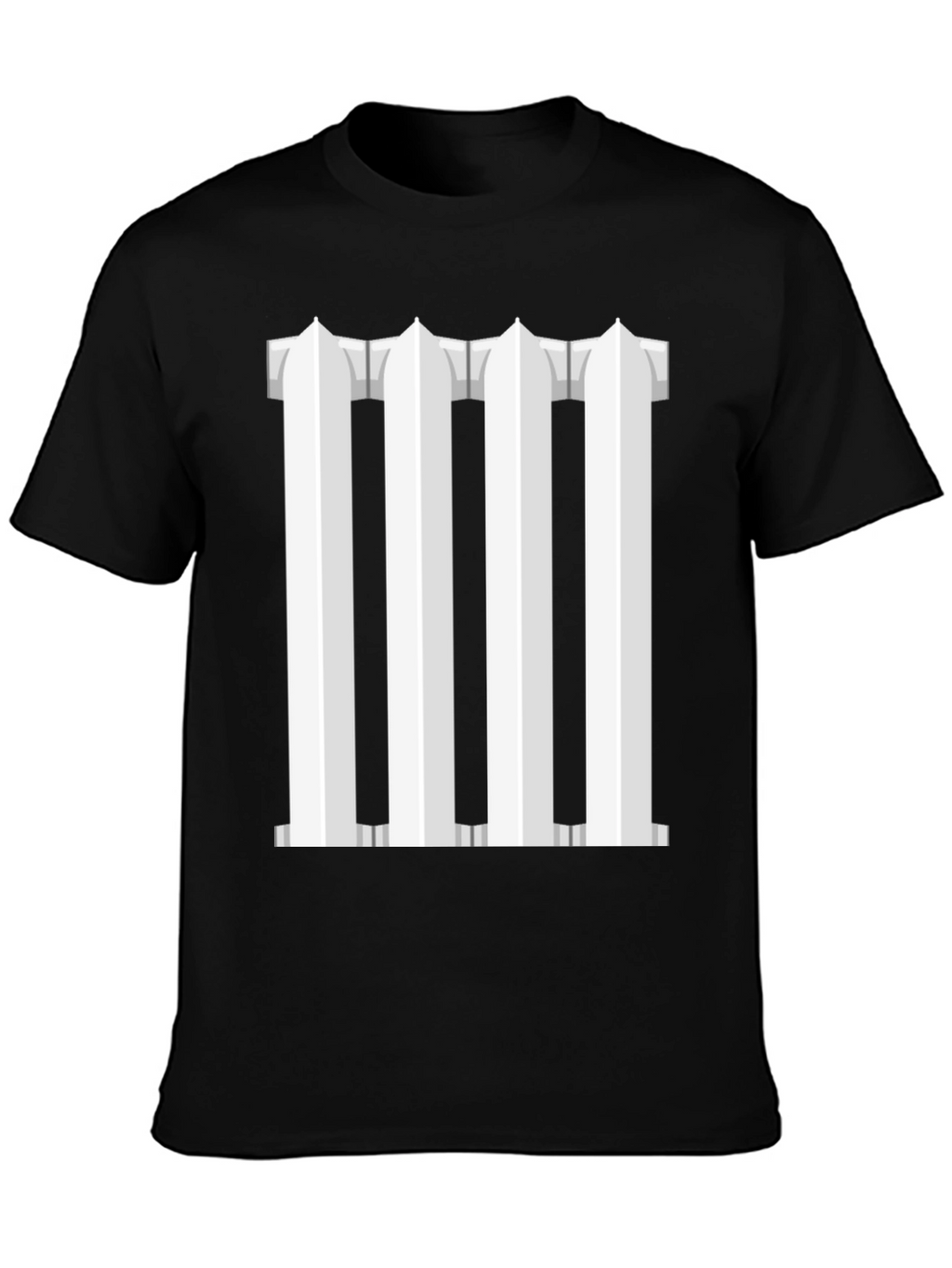 Column Design T-Shirt - Black Cotton Blend