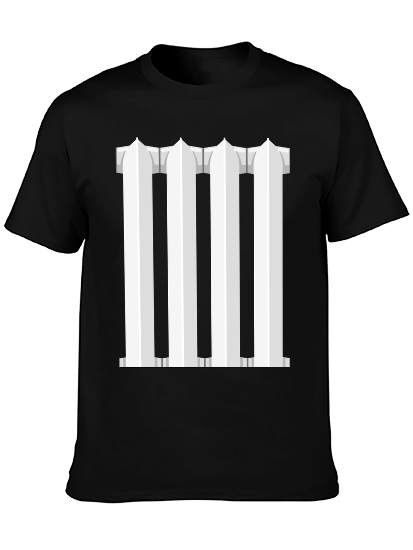 Column Design T-Shirt - Black Cotton Blend