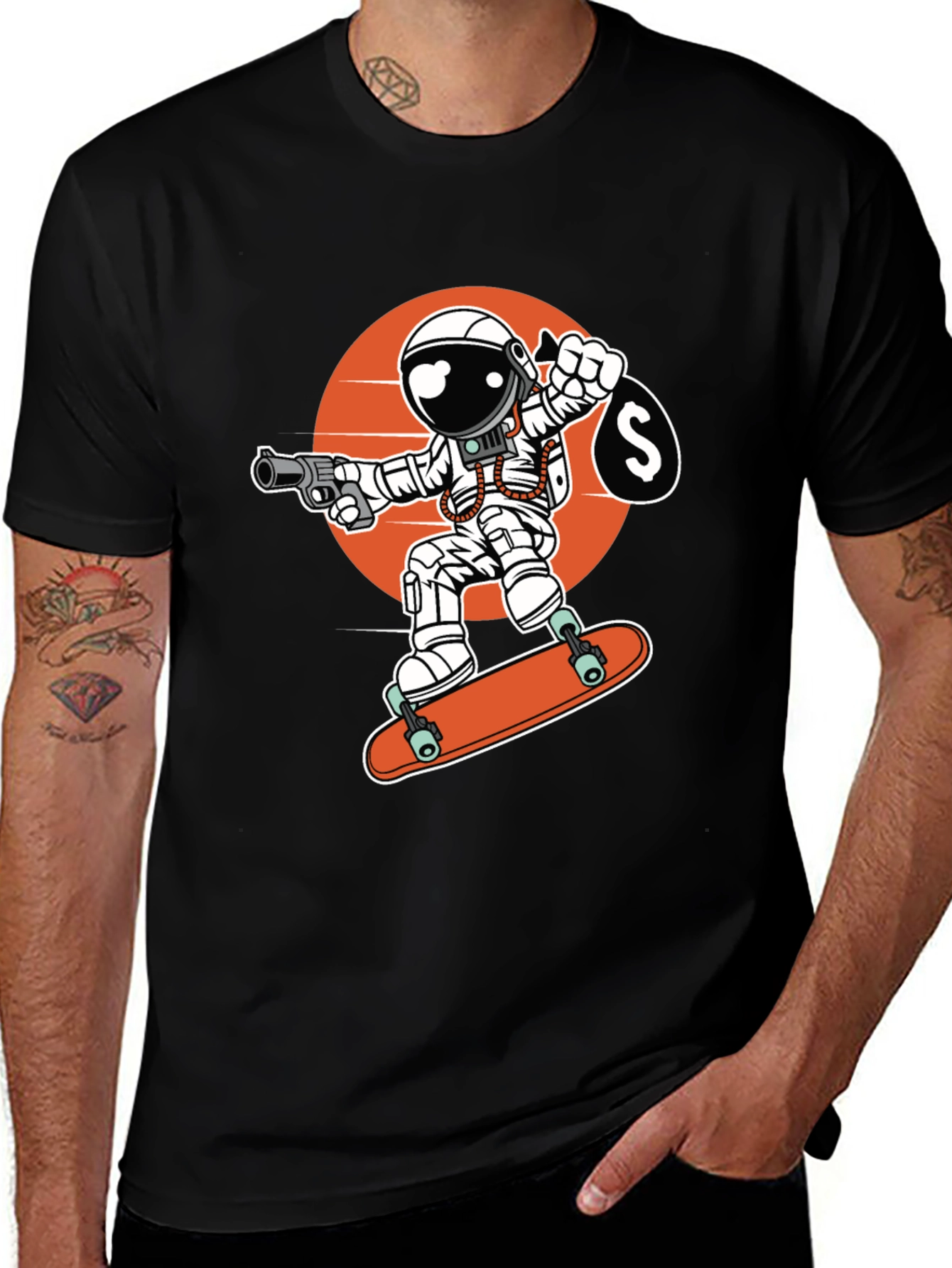 Astronaut Skateboarder Graphic Tee