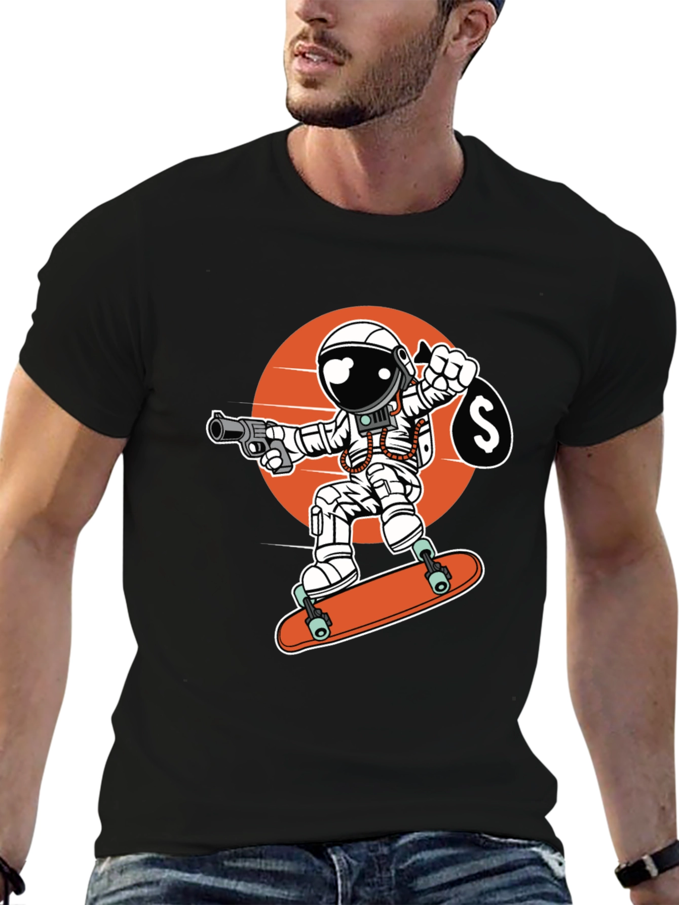Astronaut Skateboarder Graphic Tee