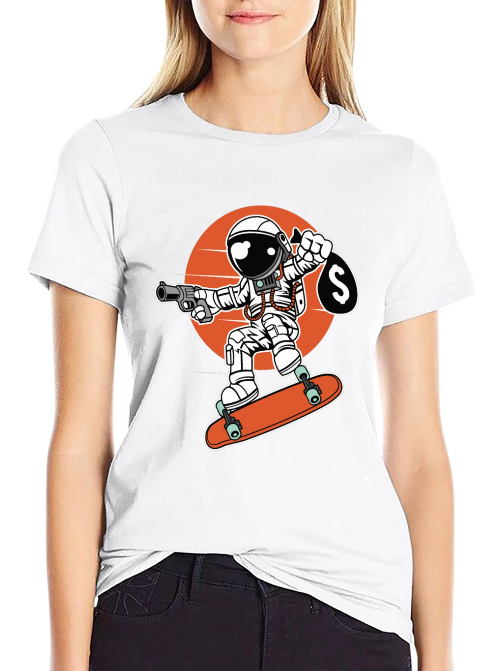 Astronaut Skateboarder Graphic Tee