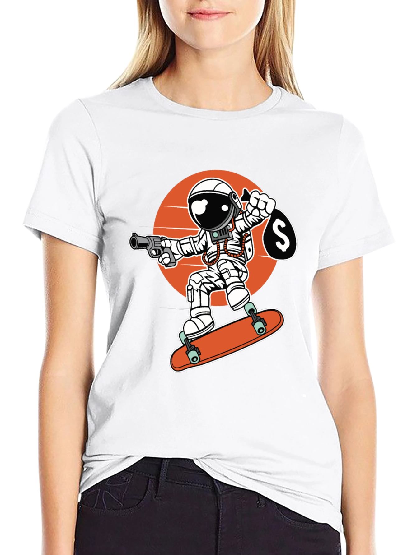 Astronaut Skateboarder Graphic Tee