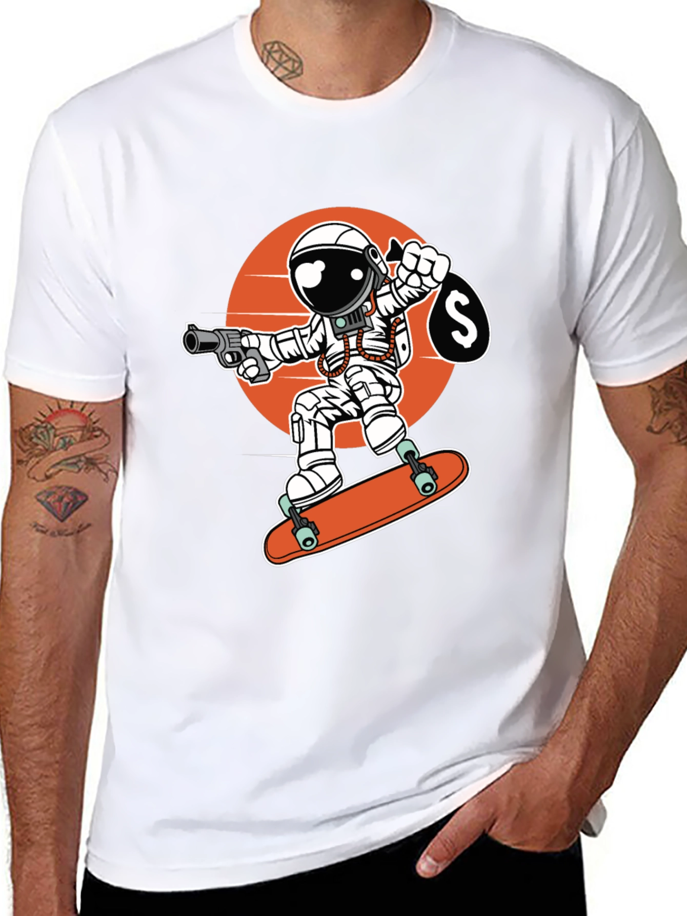 Astronaut Skateboarder Graphic Tee