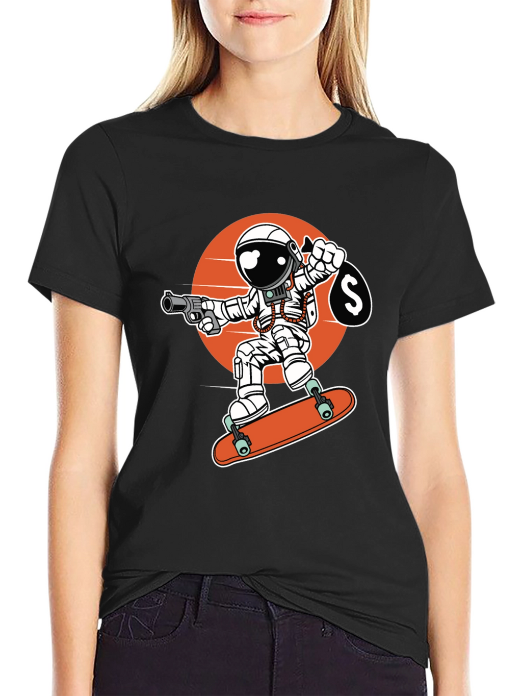 Astronaut Skateboarder Graphic Tee