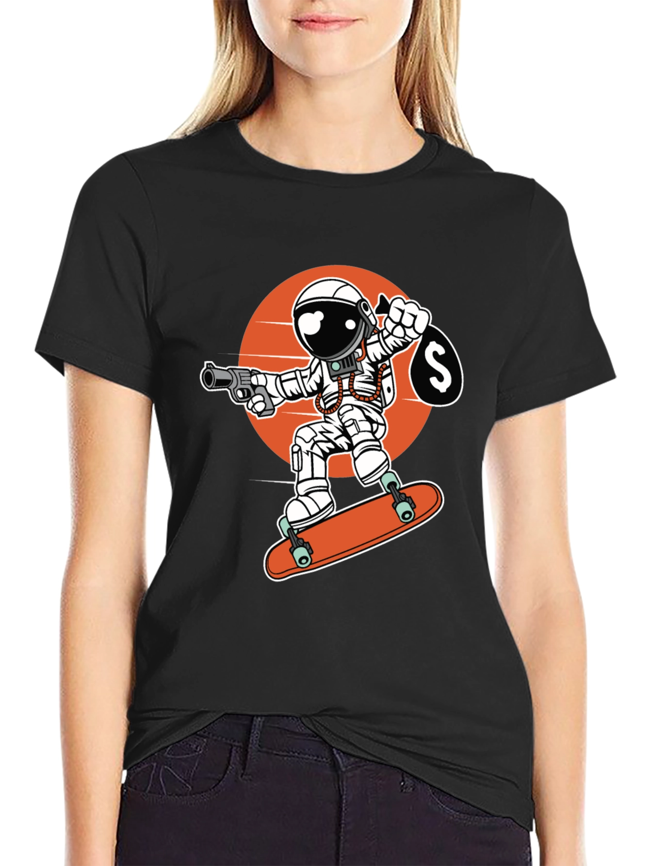 Astronaut Skateboarder Graphic Tee