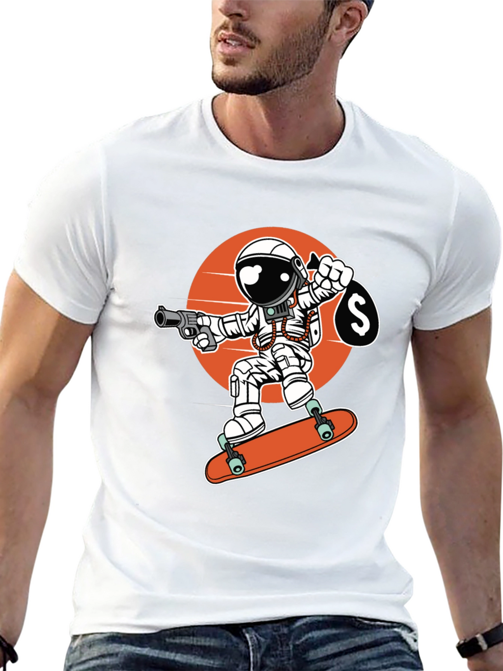 Astronaut Skateboarder Graphic Tee