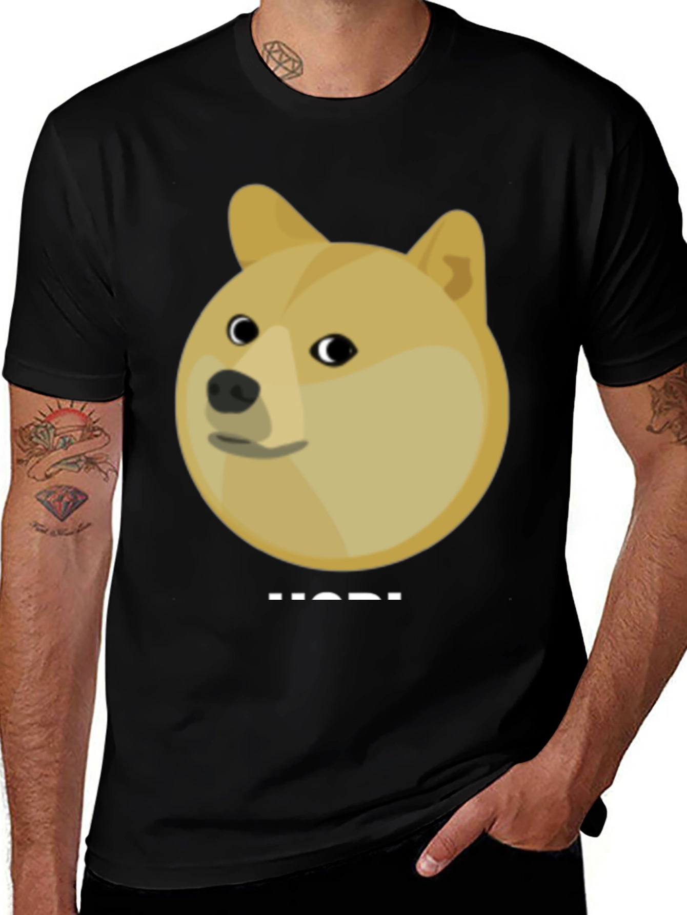 Doge HODL Black T-Shirt - Crypto Meme Tee