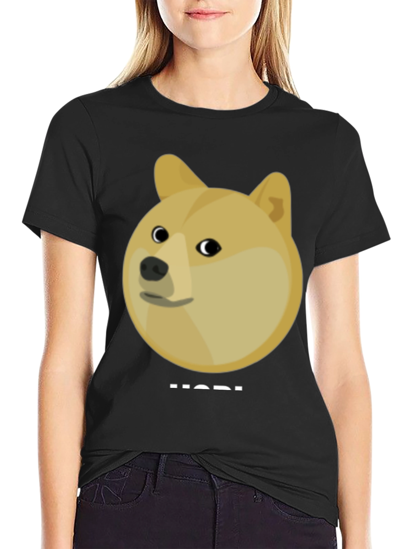 Doge HODL Black T-Shirt - Crypto Meme Tee