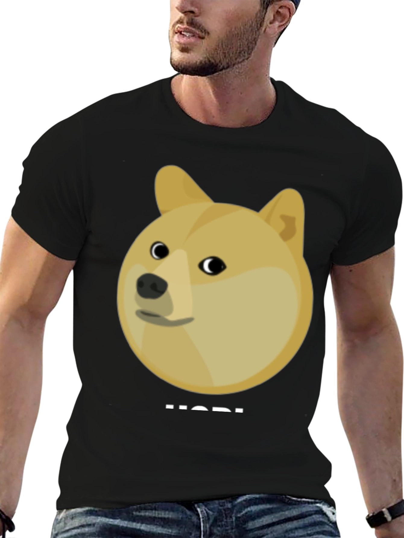 Doge HODL Black T-Shirt - Crypto Meme Tee