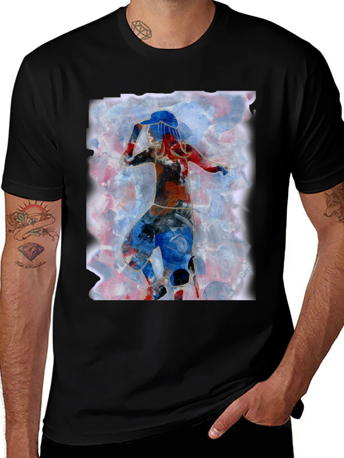 Abstract Dancer Graphic Tee - Artistic Mens T-Shirt