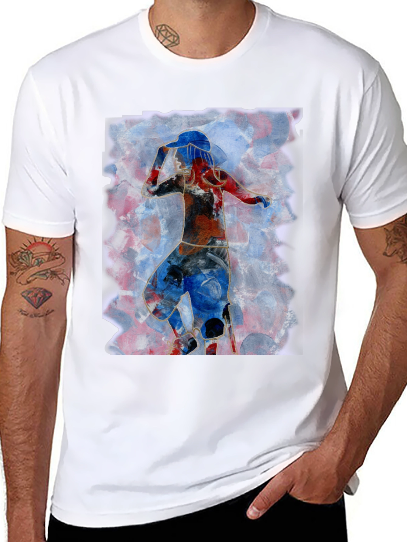 Abstract Dancer Graphic Tee - Artistic Mens T-Shirt