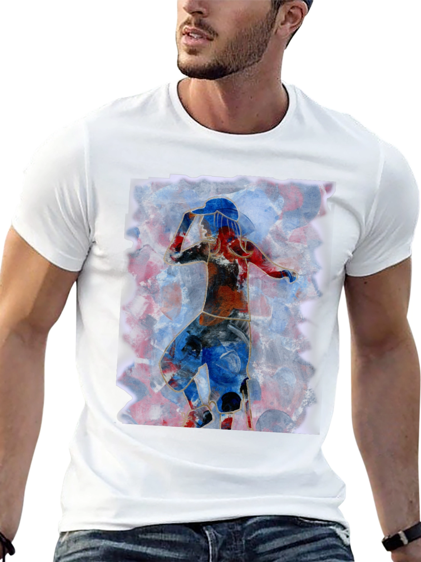 Abstract Dancer Graphic Tee - Artistic Mens T-Shirt