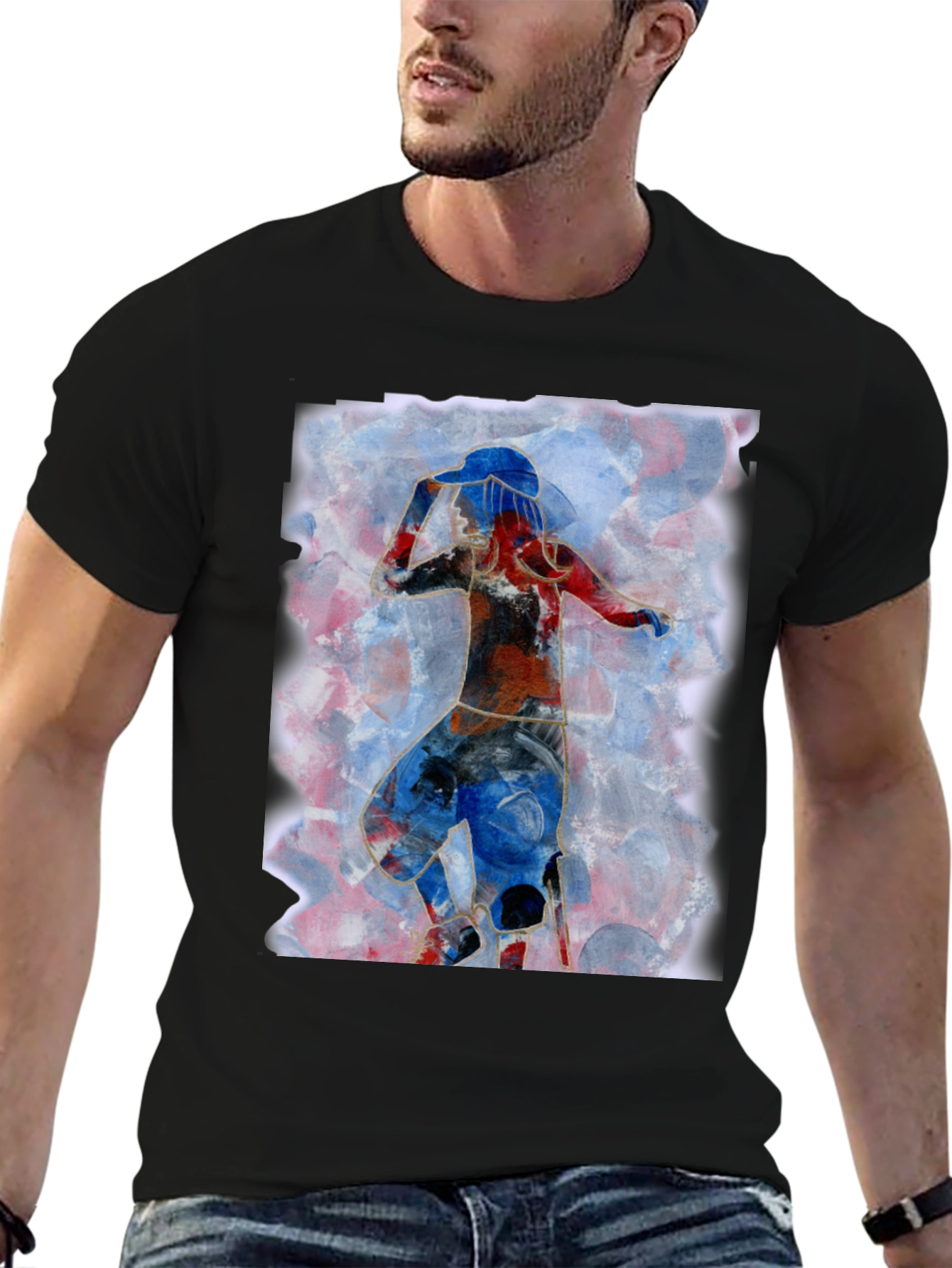 Abstract Dancer Graphic Tee - Artistic Mens T-Shirt
