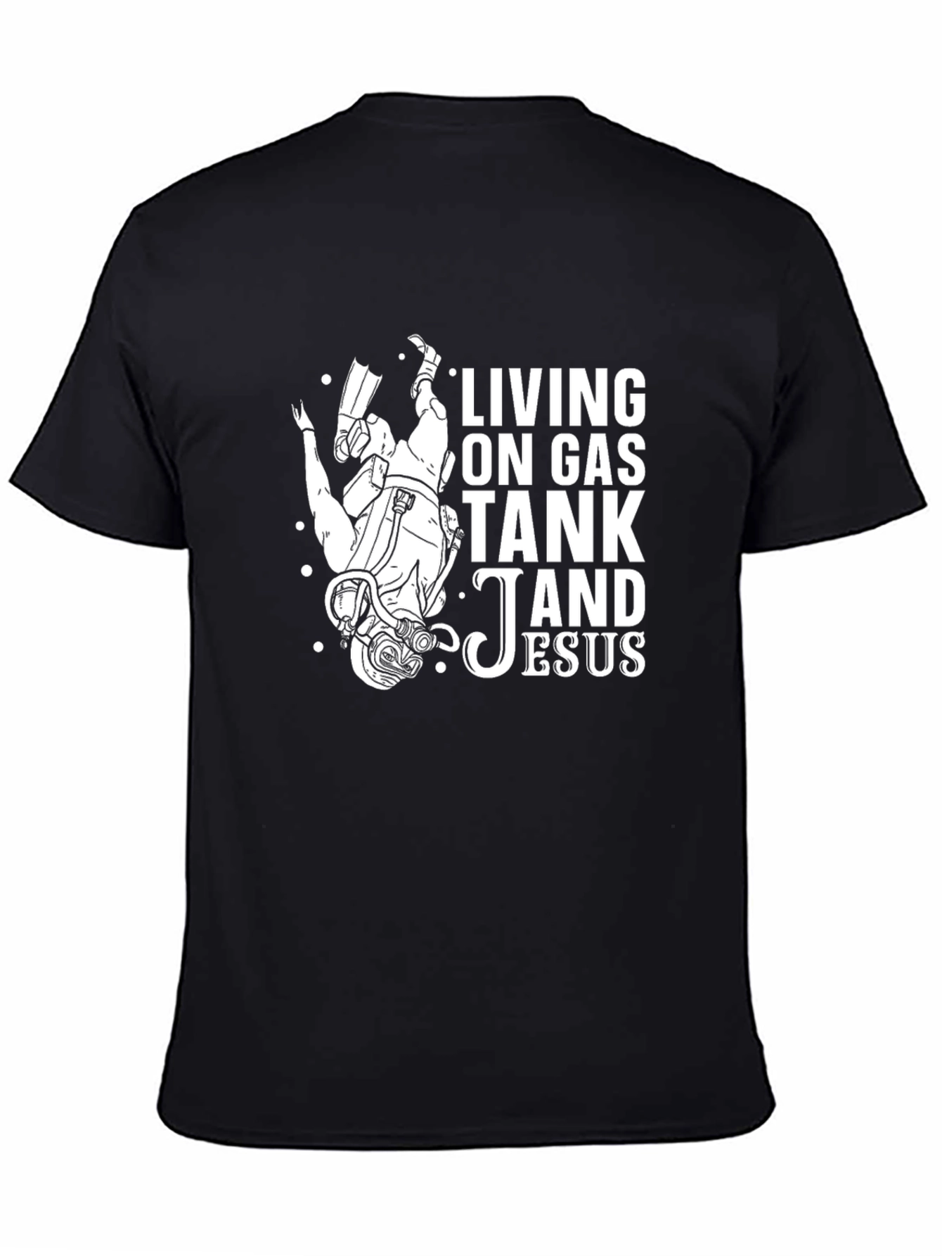 Diver Gas Tank & Jesus Graphic Tee - Black