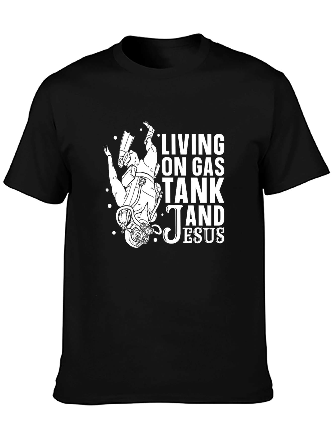 Diver Gas Tank & Jesus Graphic Tee - Black
