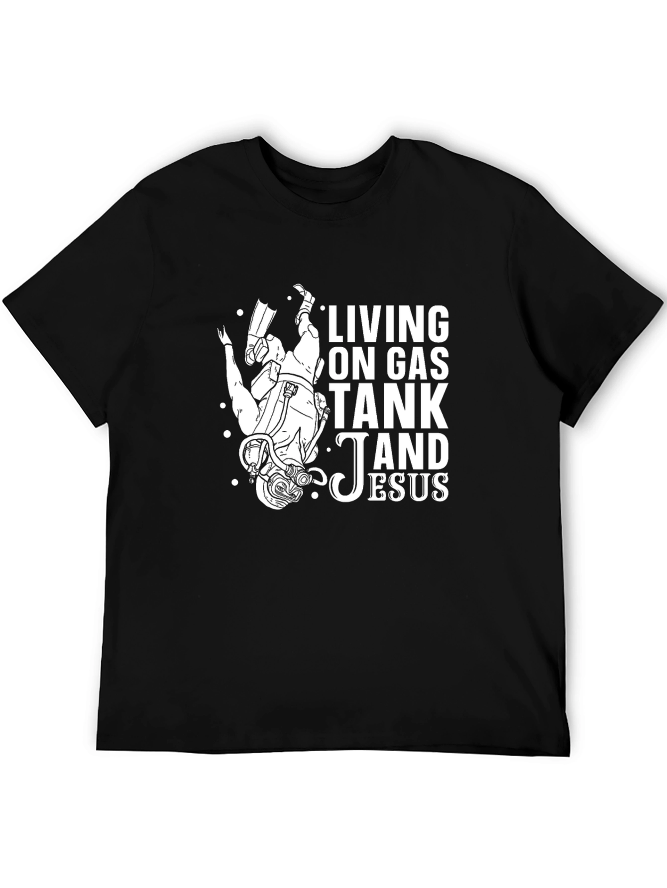 Diver Gas Tank & Jesus Graphic Tee - Black