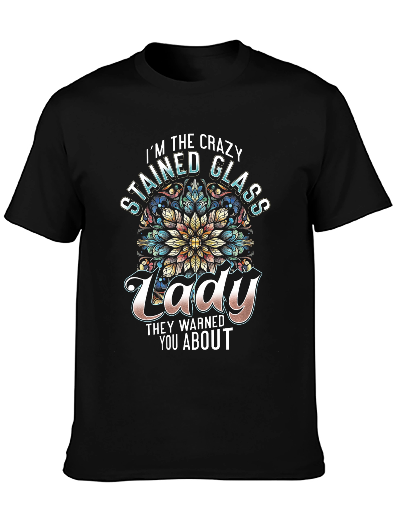 Crazy Stained Glass Lady Graphic Tee