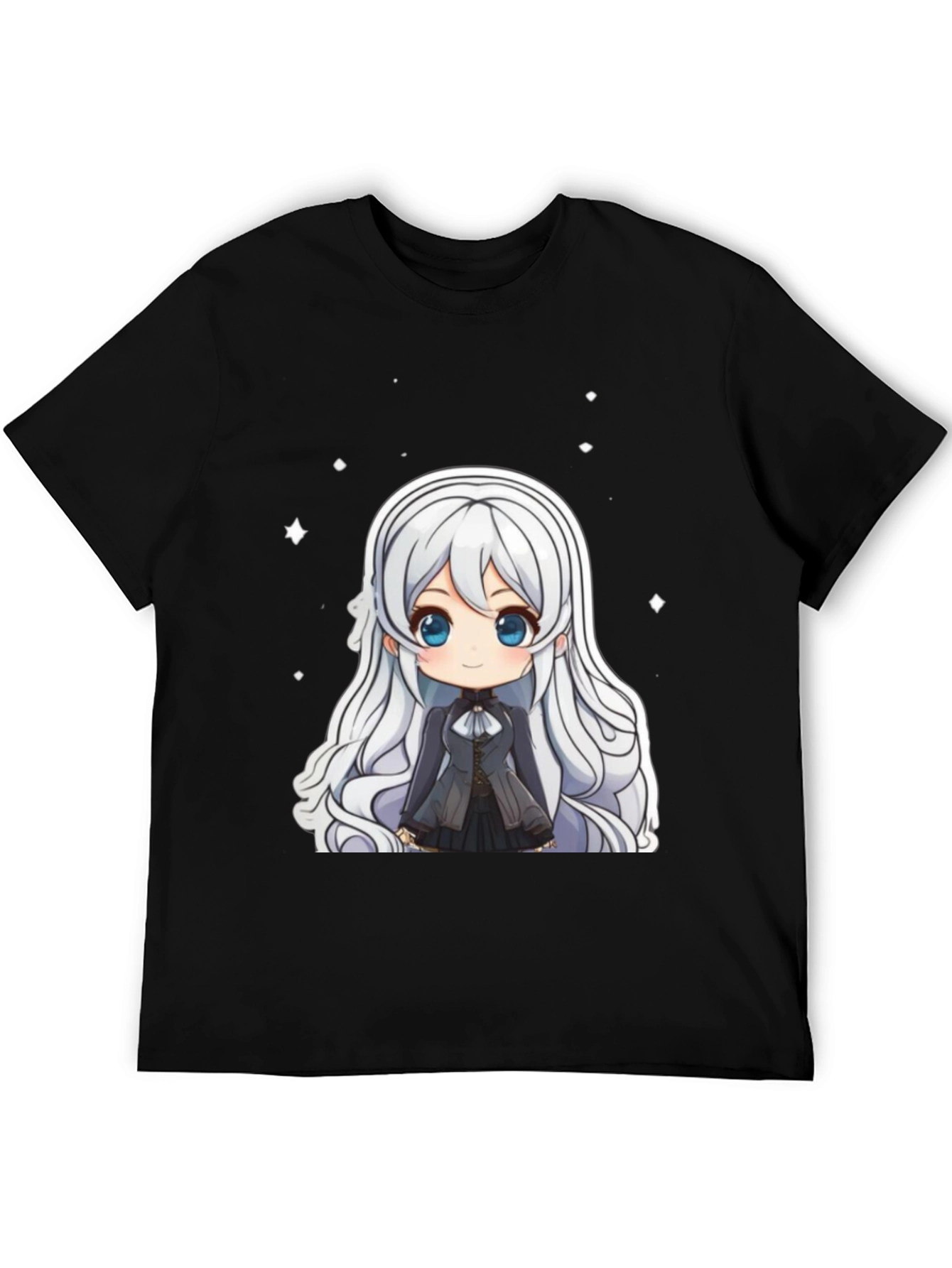 Anime Chibi Girl Black T-Shirt