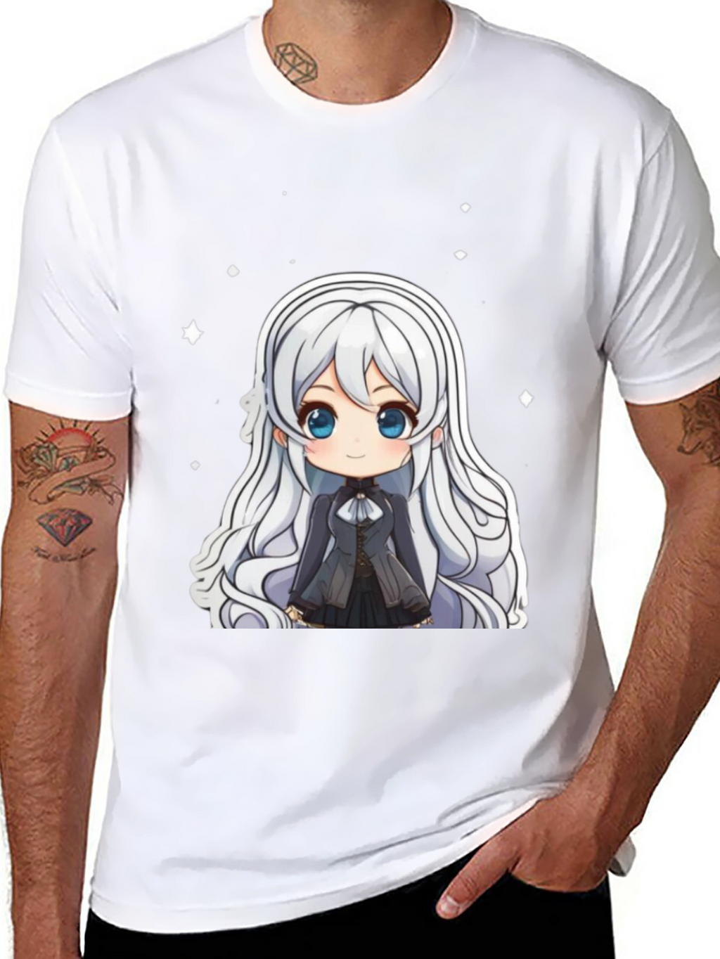 Anime Chibi Girl Black T-Shirt