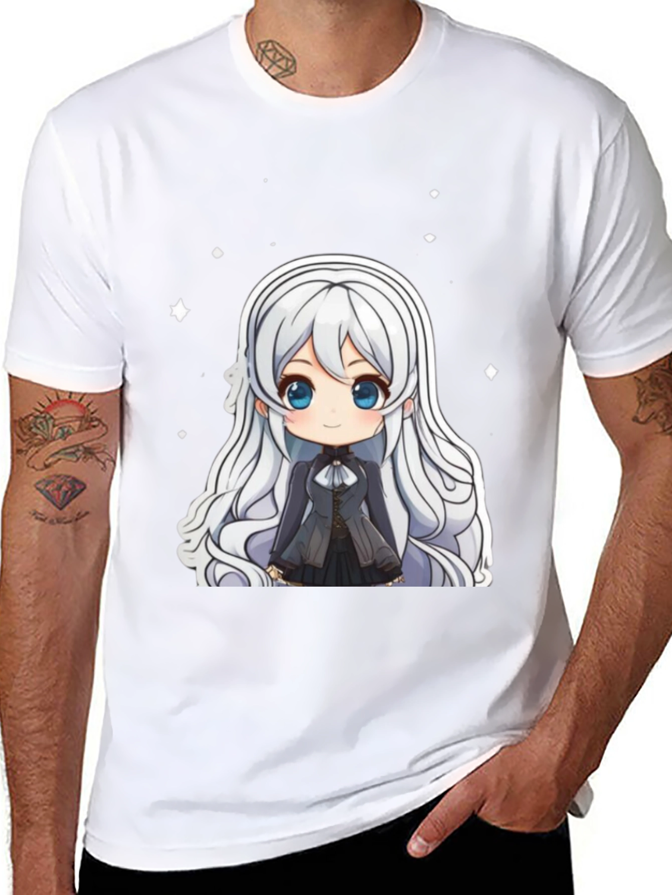 Anime Chibi Girl Black T-Shirt