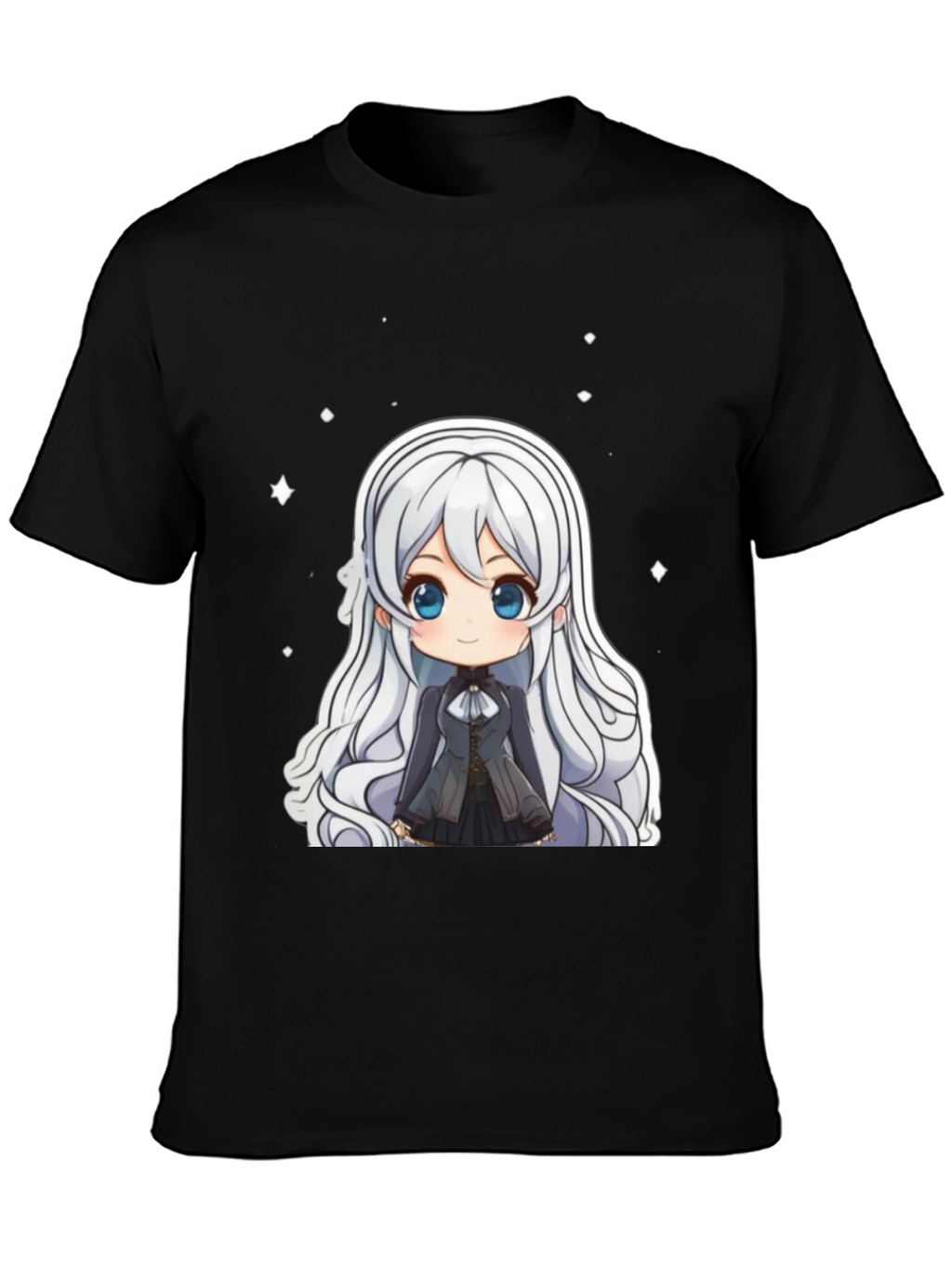 Anime Chibi Girl Black T-Shirt