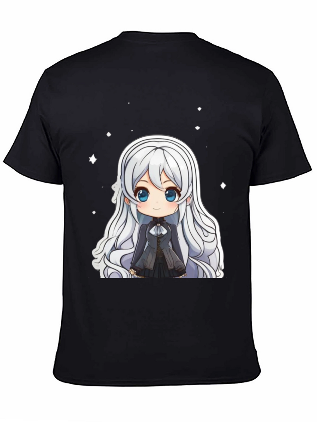 Anime Chibi Girl Black T-Shirt