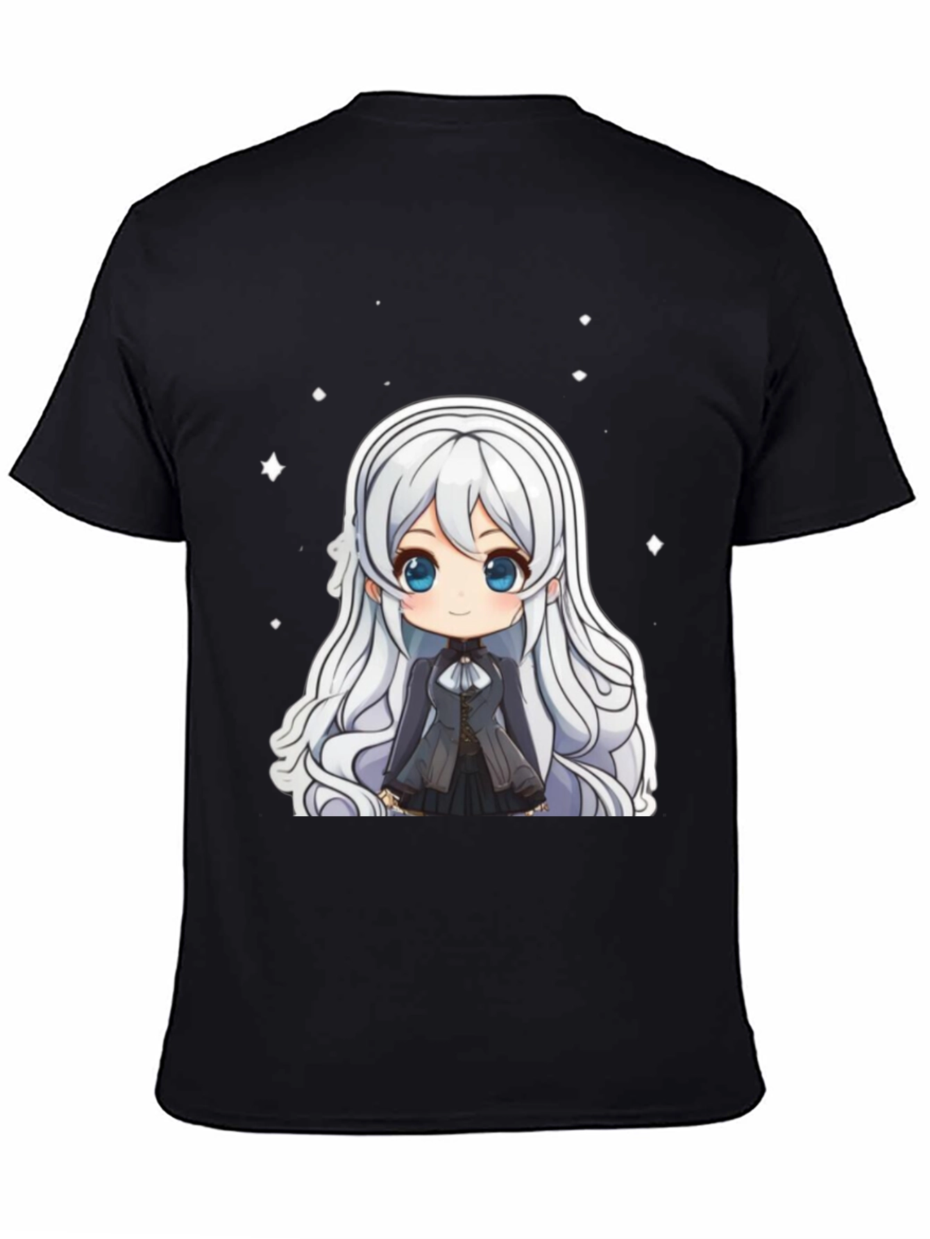 Anime Chibi Girl Black T-Shirt