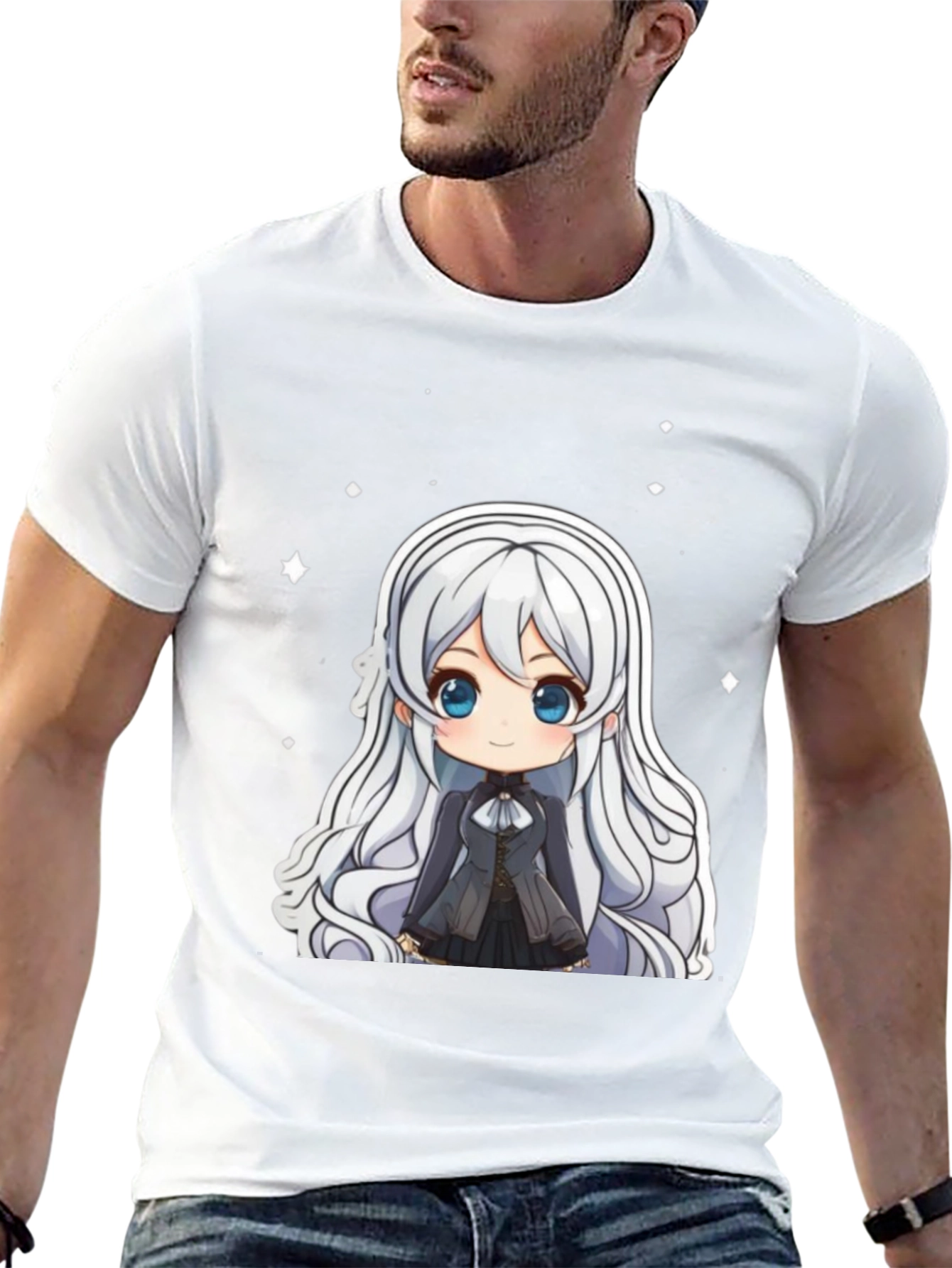 Anime Chibi Girl Black T-Shirt