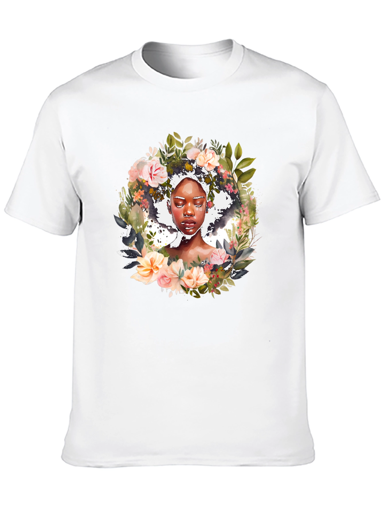 Floral Woman Graphic Black Tee - Stylish Unisex T-Shirt