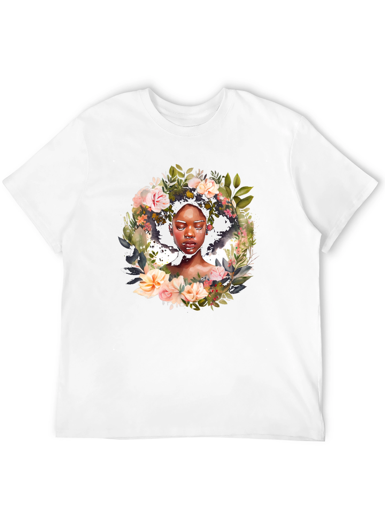 Floral Woman Graphic Black Tee - Stylish Unisex T-Shirt