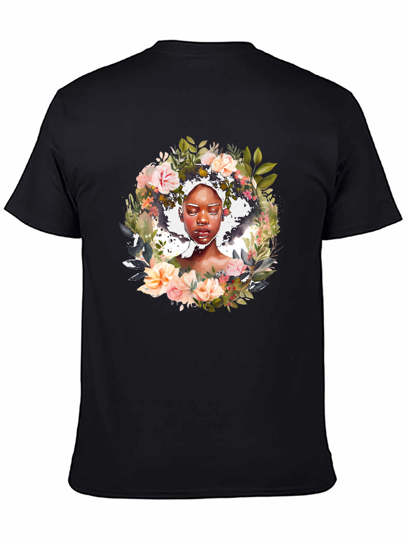 Floral Woman Graphic Black Tee - Stylish Unisex T-Shirt