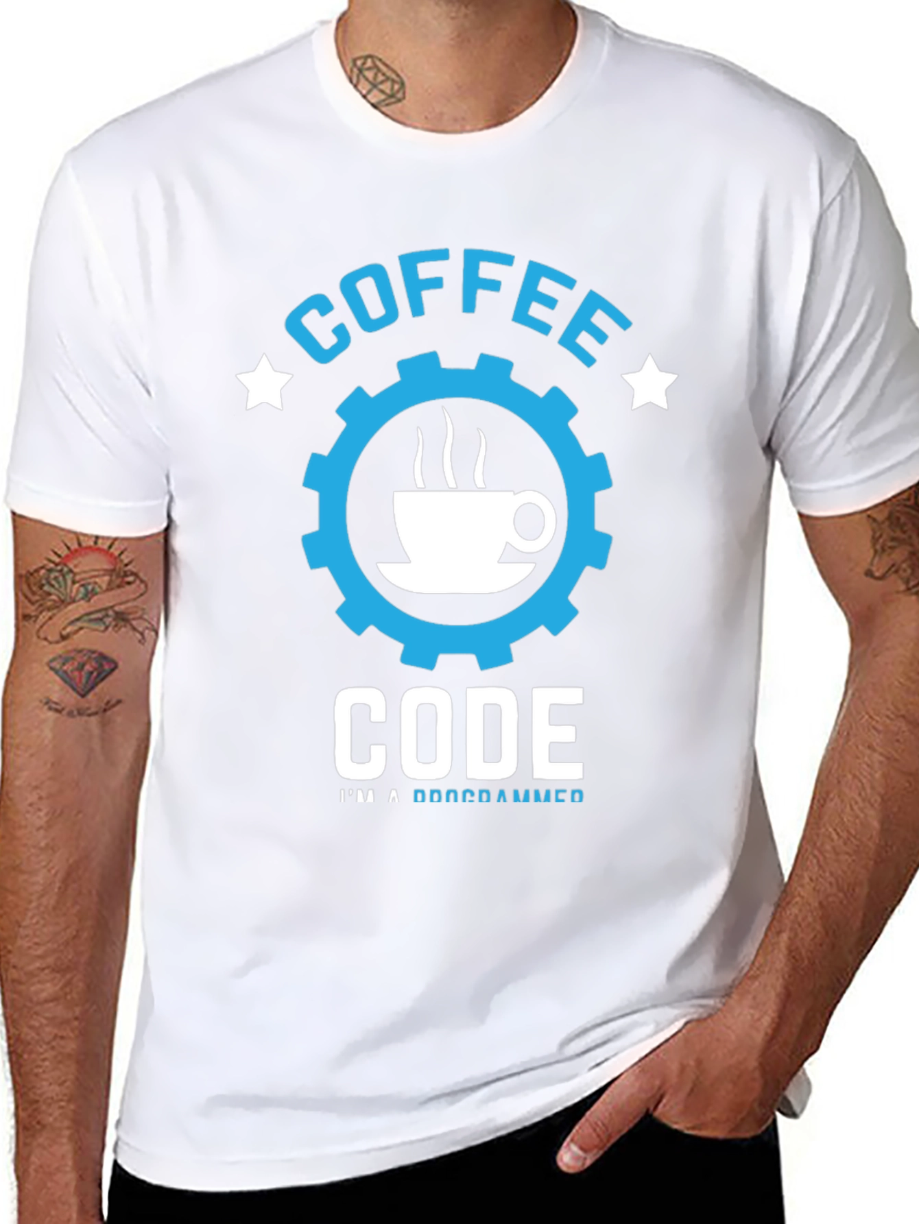 Coffee Code Programmer T-Shirt - Black Cotton Tee