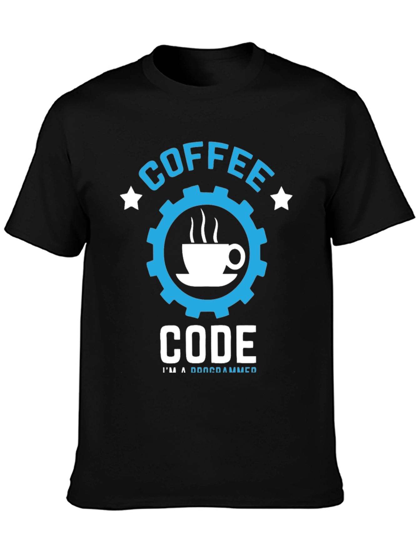 Coffee Code Programmer T-Shirt - Black Cotton Tee