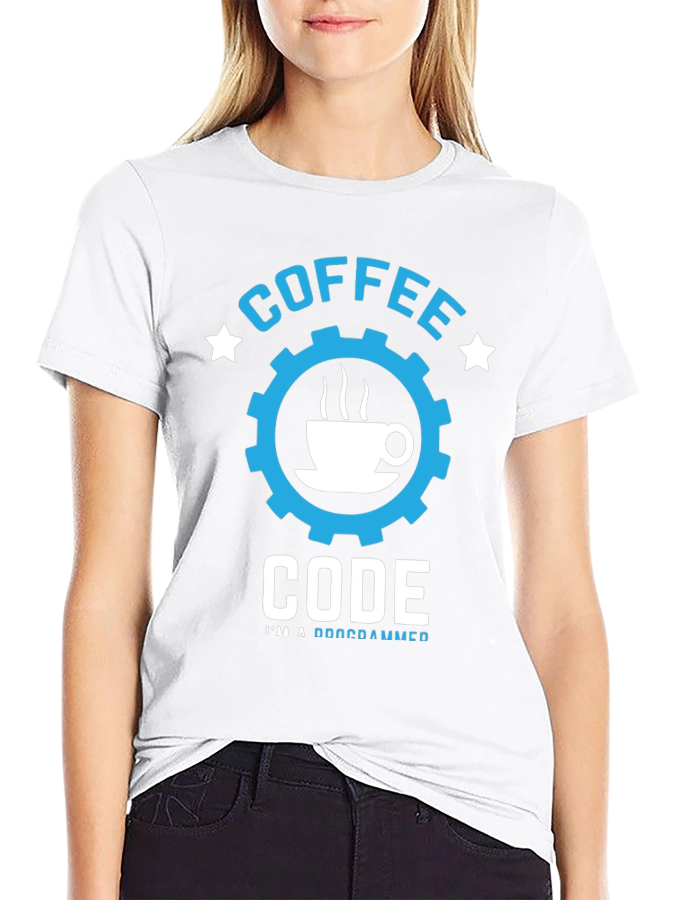 Coffee Code Programmer T-Shirt - Black Cotton Tee