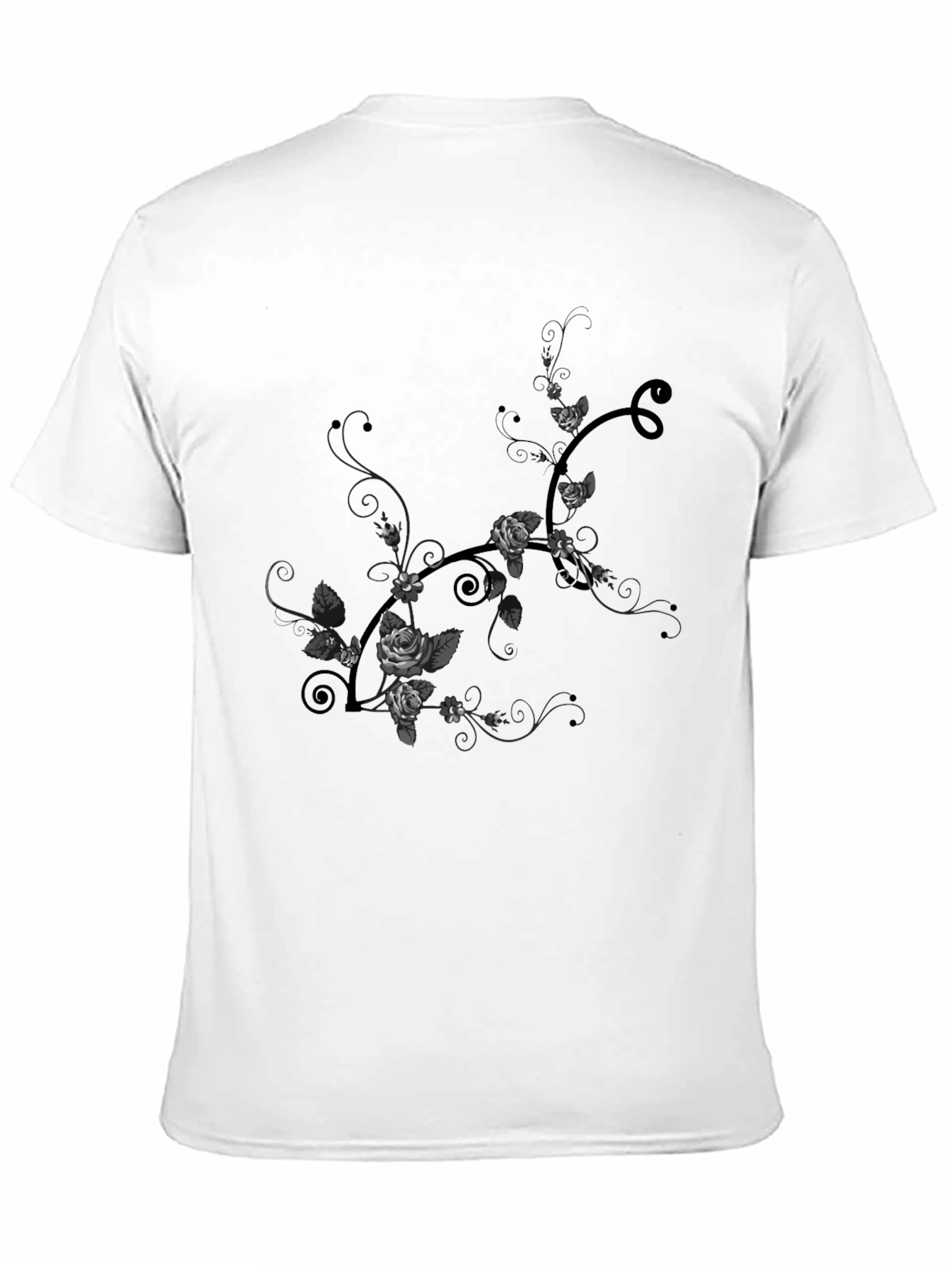 Floral Rose Vine Graphic Tee - Black