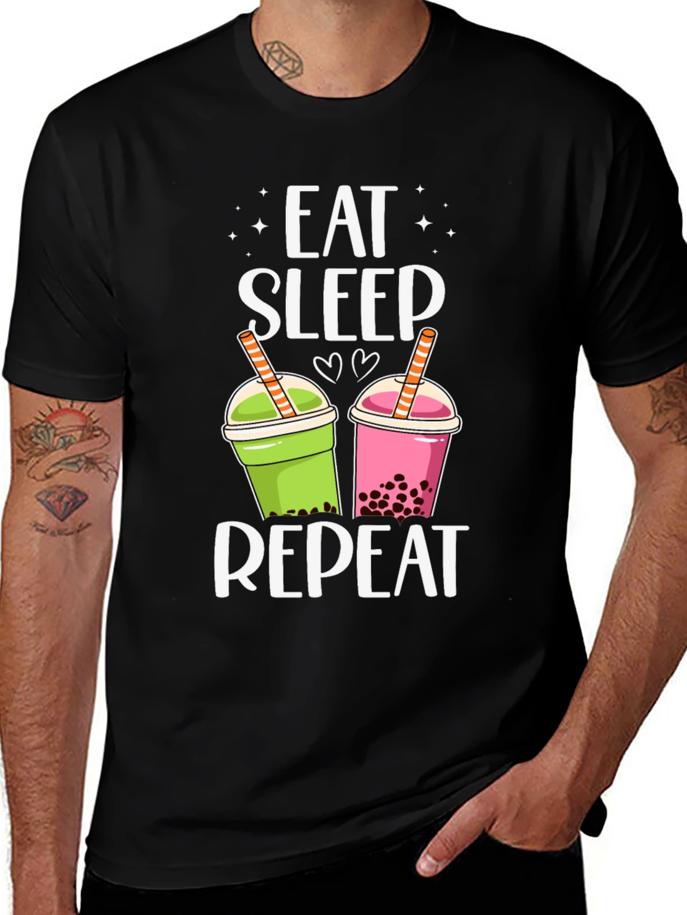 Eat Sleep Repeat Boba Bubble Tea Graphic T-Shirt