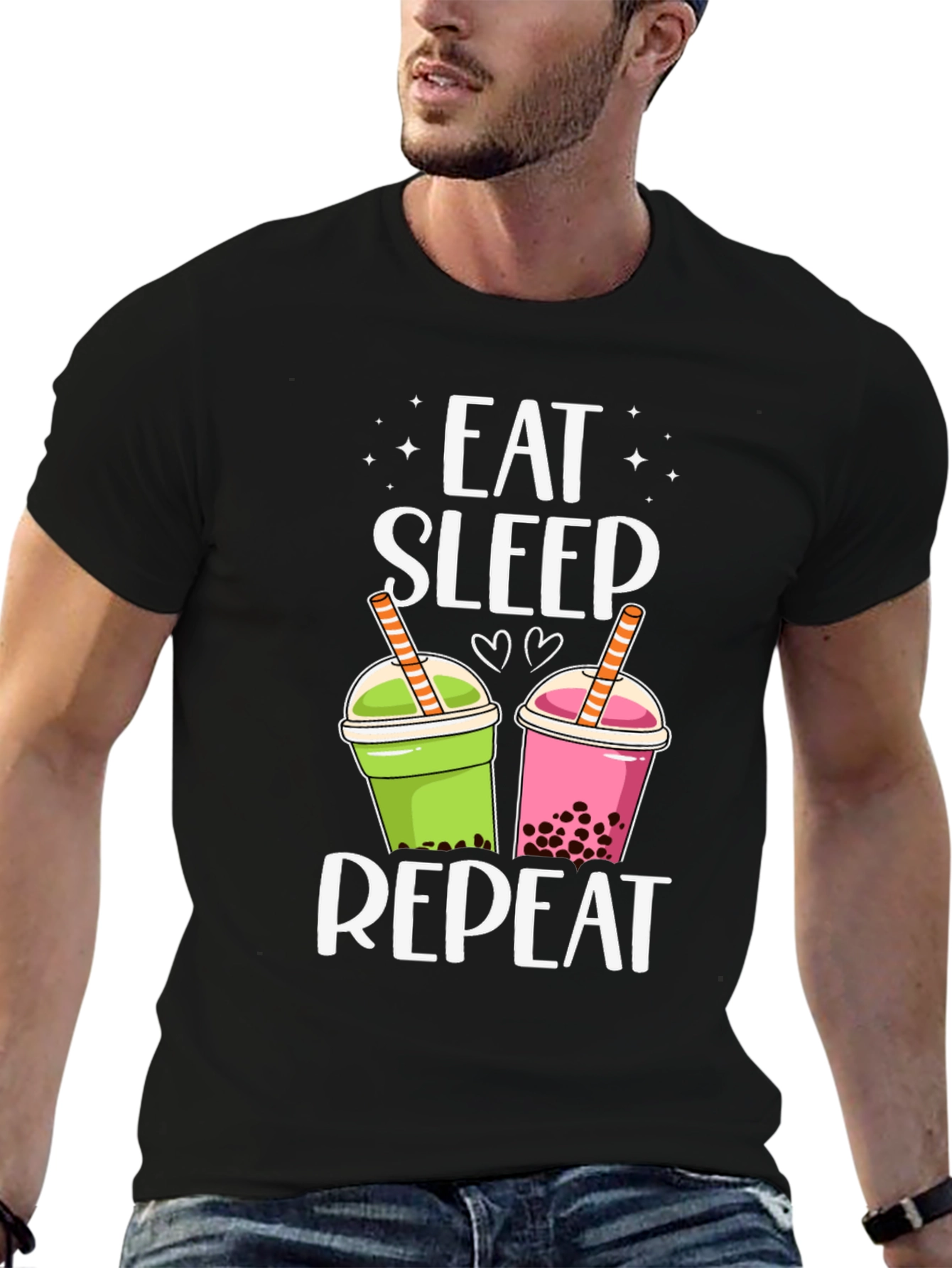 Eat Sleep Repeat Boba Bubble Tea Graphic T-Shirt