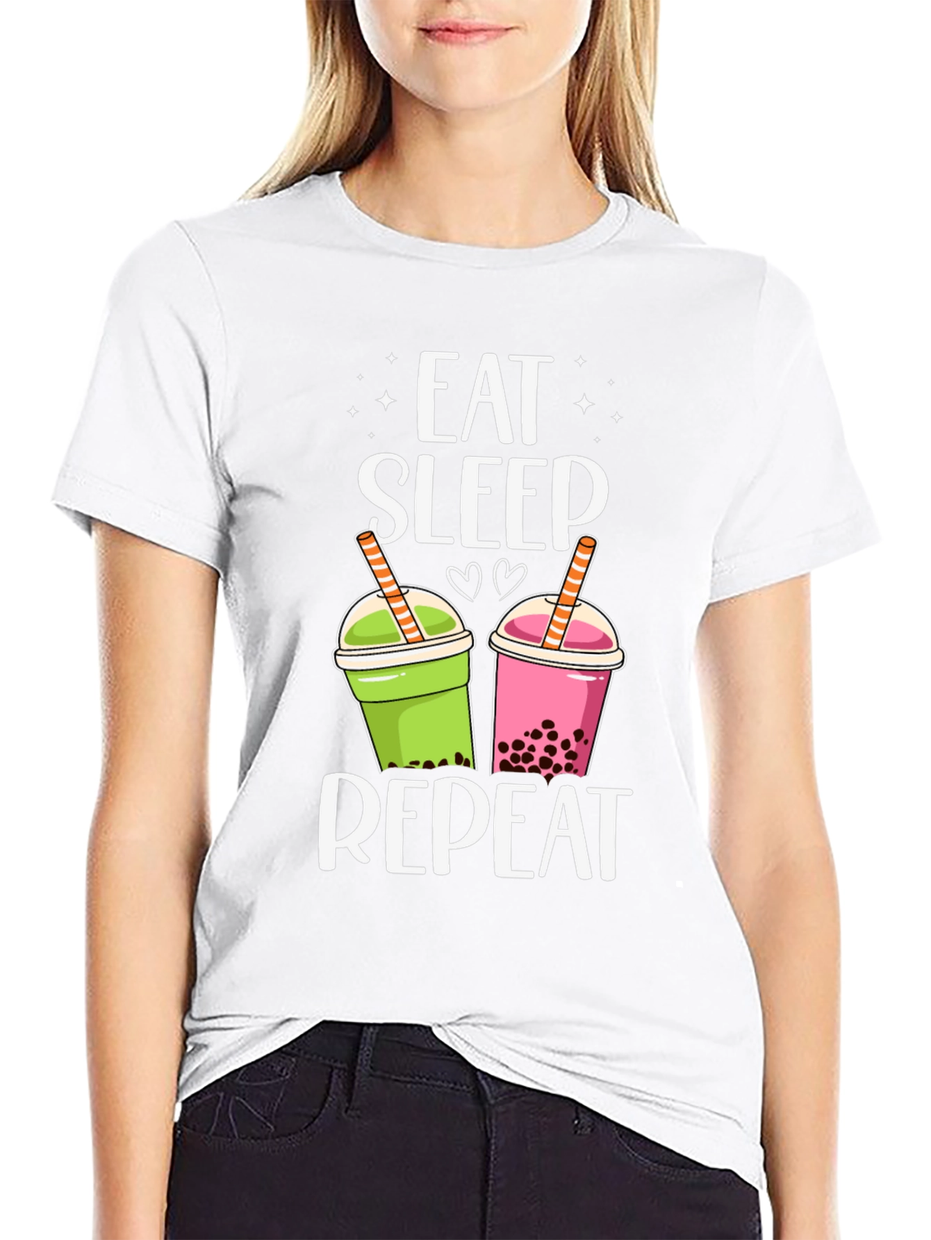 Eat Sleep Repeat Boba Bubble Tea Graphic T-Shirt