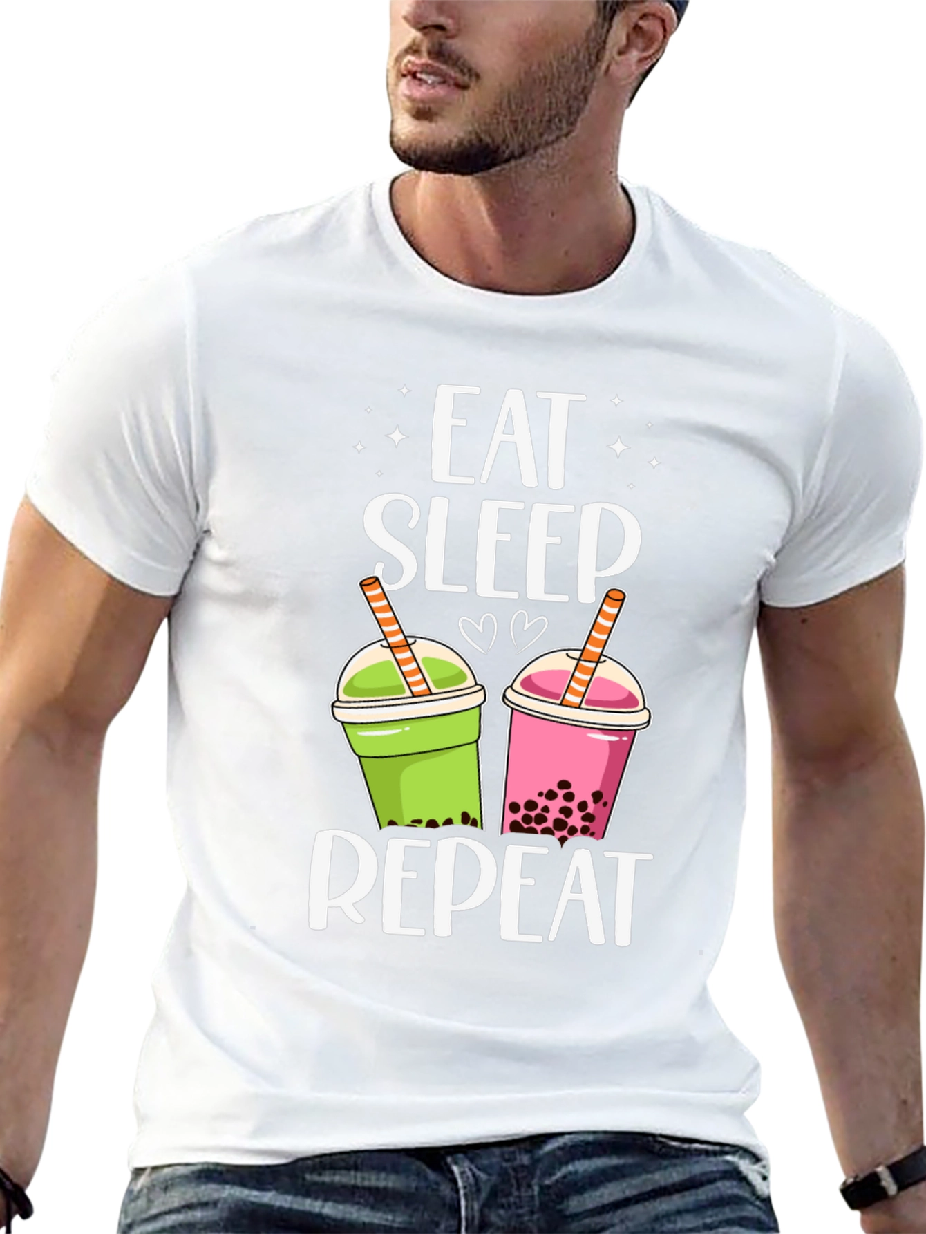 Eat Sleep Repeat Boba Bubble Tea Graphic T-Shirt