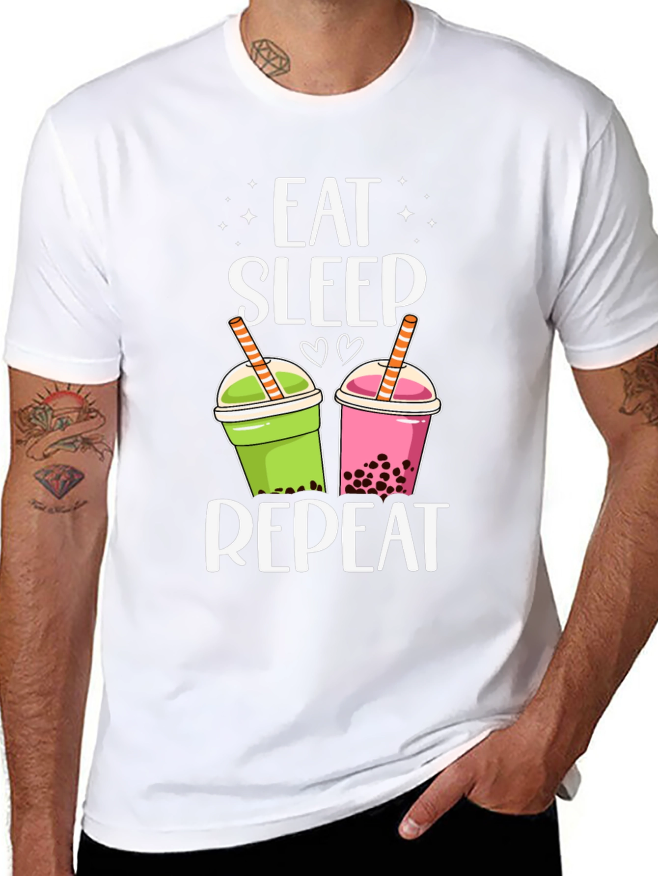 Eat Sleep Repeat Boba Bubble Tea Graphic T-Shirt
