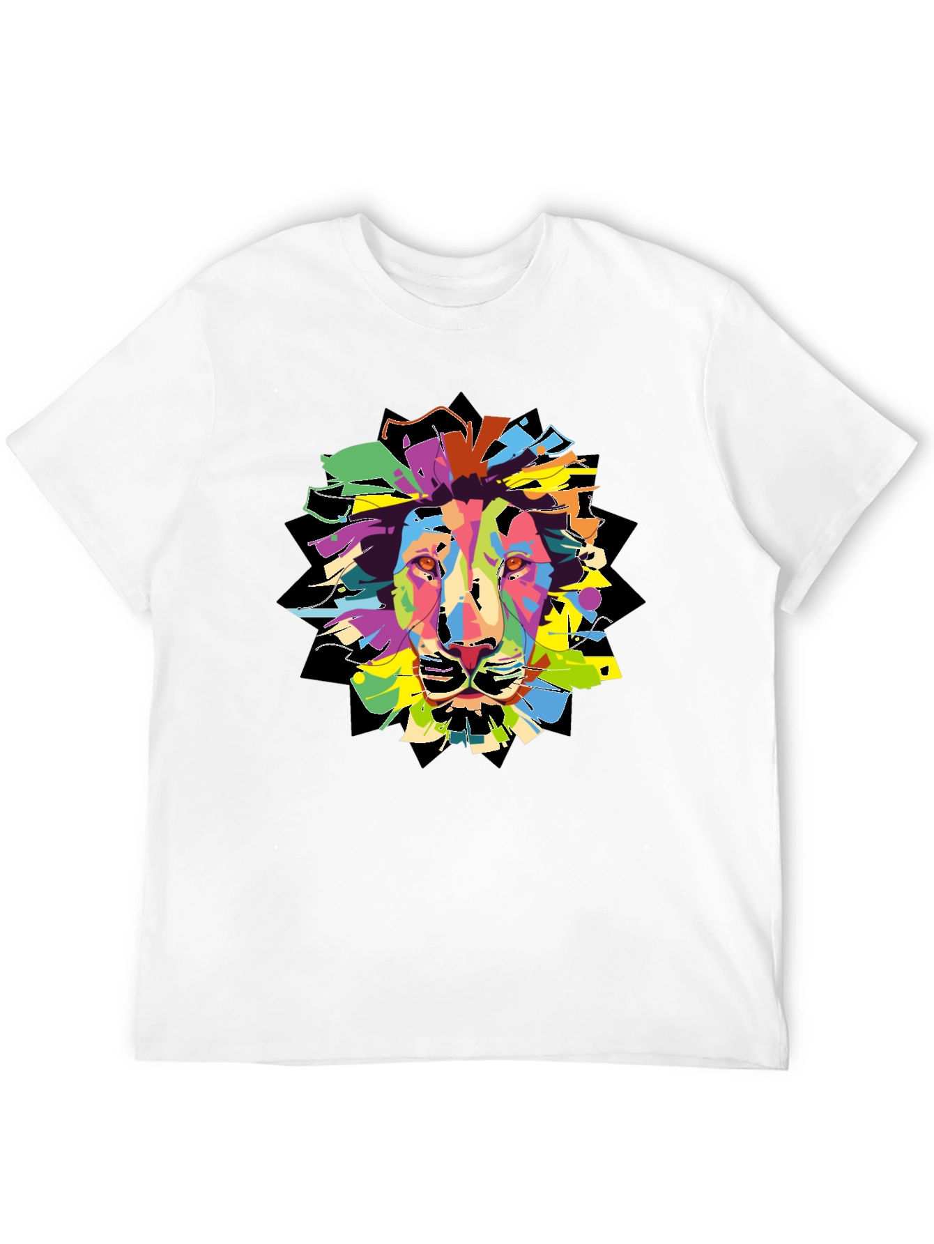 Colorful Lion Graphic T-Shirt - Mens Black Tee