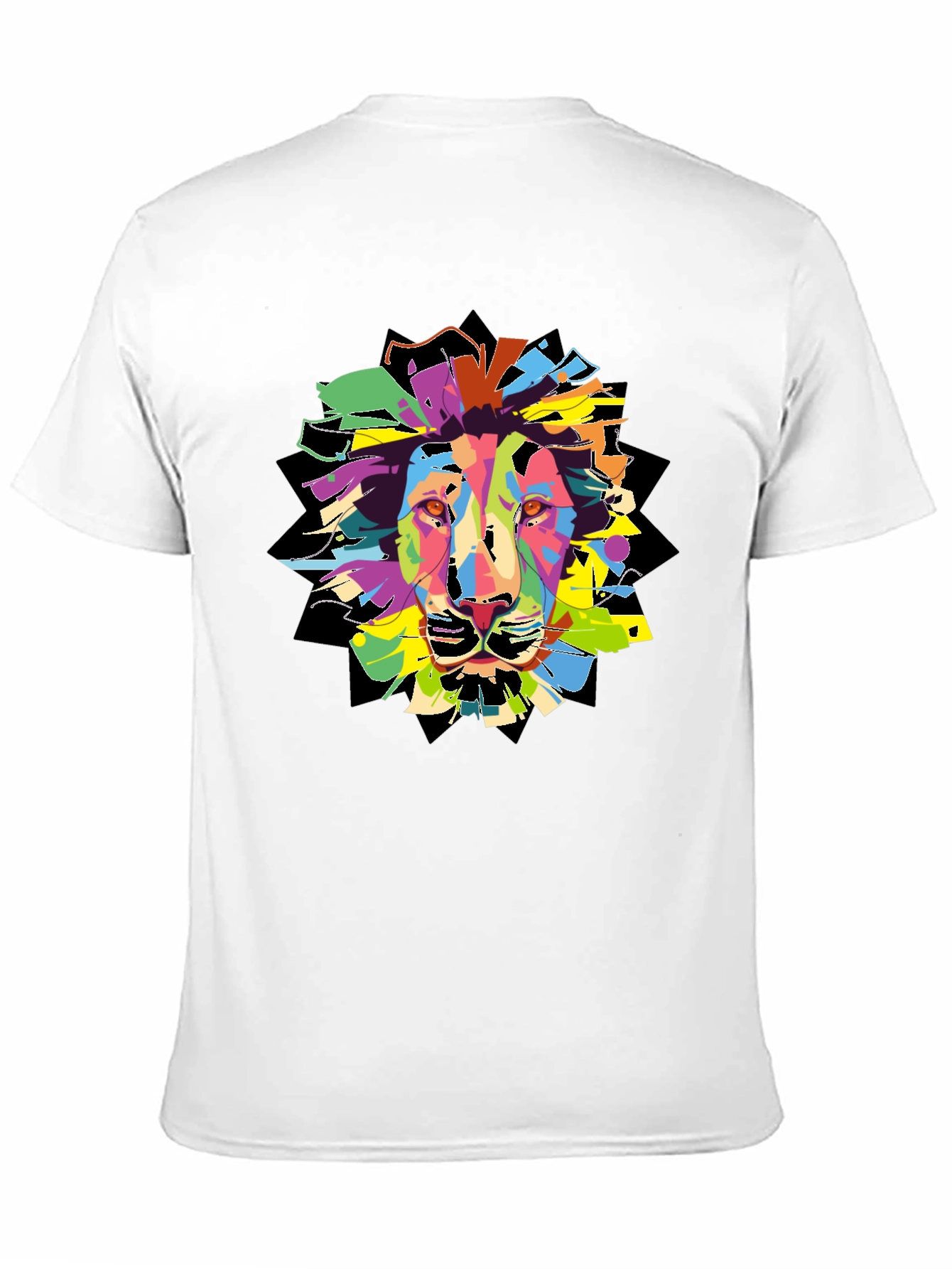 Colorful Lion Graphic T-Shirt - Mens Black Tee
