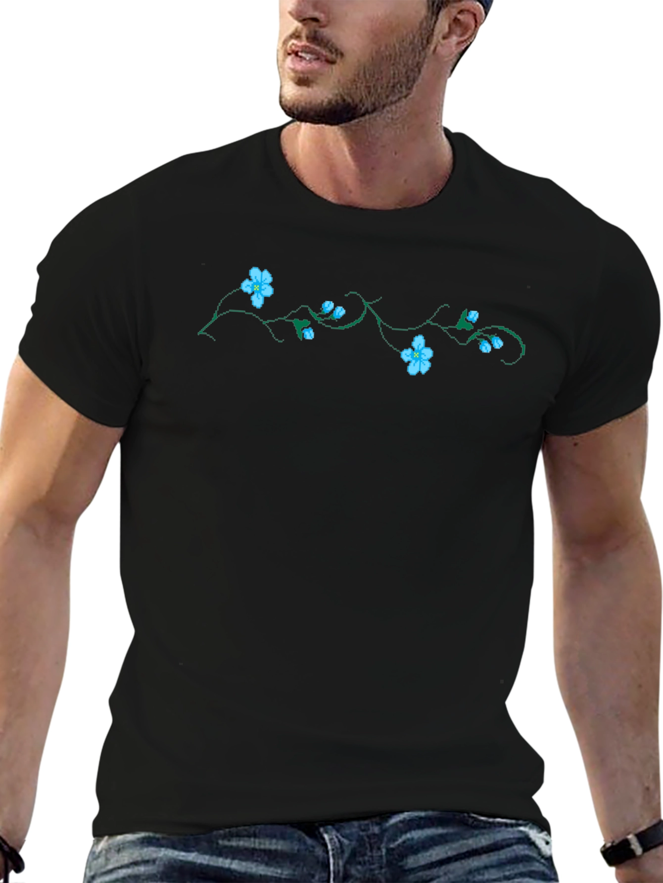 Floral Vine Black T-Shirt